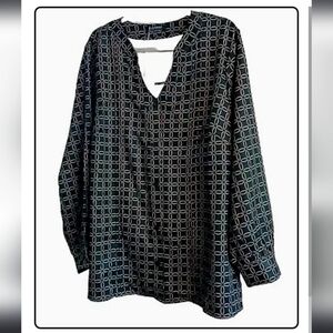 BLOOMCHIC Dark Green Gold Print Long Sleeve Top Shirt Tunic